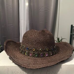 Elegant Brown Beaded Women's Hat